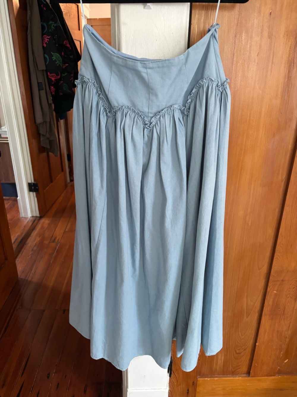 Anthropologie MARE MARE X ANTHROPOLOGIE BASQUE-WAIST MAXI SKIRT Light Denim - Picture 4 of 6